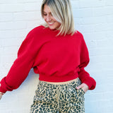Double Zero Tops - Sweatshirts Everyday Cropped Pullover In red