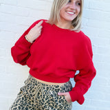 Double Zero Tops - Sweatshirts Everyday Cropped Pullover In red