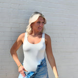 Scoop Neck Seamless Bodysuit In Ivory - Infinity Raine