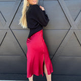 ee:some Bottoms - Skirts Satin Midi Skirt In Wine