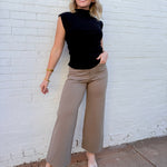 ee:some Tops - Blouses Ruched Cap Sleeve Mock Neck Top In Black