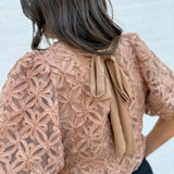 ee:some Tops - Blouses Sheer Floral Puff Sleeve Blouse In Coco
