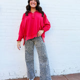 ee:some Tops - Sweatshirts Snap Collared Pullover In Red