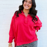 ee:some Tops - Sweatshirts Snap Collared Pullover In Red