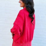 ee:some Tops - Sweatshirts Snap Collared Pullover In Red