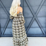 Floral Print Off Shoulder Maxi Dress In Midnight - Infinity Raine