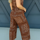 Wrapped Halter Neck Jumpsuit In Brown - Infinity Raine