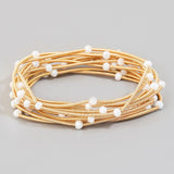 Multi Strand Stretch Bracelets In White and Gold - Infinity Raine