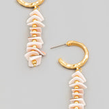 Stacked Shell Beaded Charm Hoop Earrings In Blush - Infinity Raine