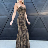 Flying Tomato Dresses Metallic Woven Maxi Dress In Gold