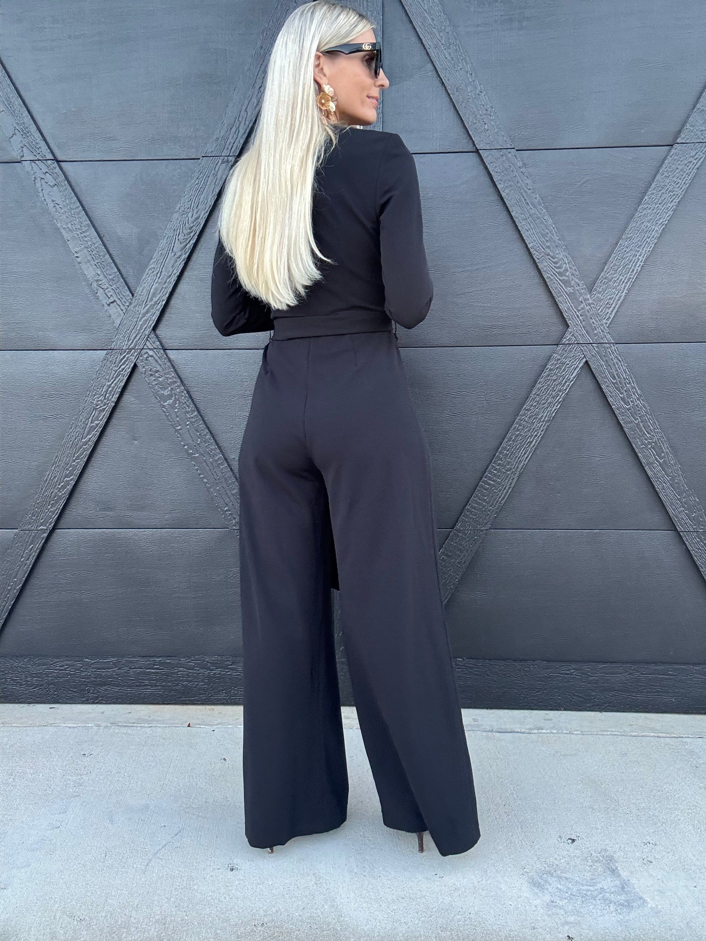 Flying Tomato Jumpsuits & Rompers Deep V Jumpsuit In Black