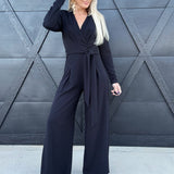 Flying Tomato Jumpsuits & Rompers Deep V Jumpsuit In Black