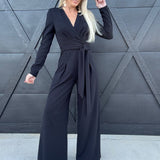 Flying Tomato Jumpsuits & Rompers Deep V Jumpsuit In Black