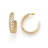 Fossick Imports Jewelry - Earrings Gold Latice Pave Hoop Earring 35302902