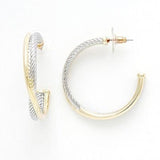 Fossick Imports Jewelry - Earrings Two Tone Cable Hoop Earring 20917750