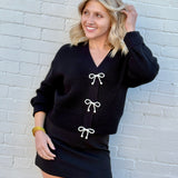 French Connection Outerwear - Cardigans French Connection Pearl Bow Cardigan In Black