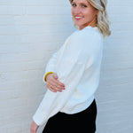 French Connection Outerwear - Cardigans French Connection Pearl Bow Cardigan In Porcelain Cream