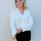 French Connection Outerwear - Cardigans French Connection Pearl Bow Cardigan In Porcelain Cream