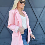 Spring Vibes Open Front Blazer In Blush - Infinity Raine
