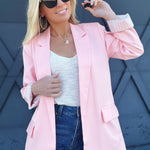 Spring Vibes Open Front Blazer In Blush - Infinity Raine