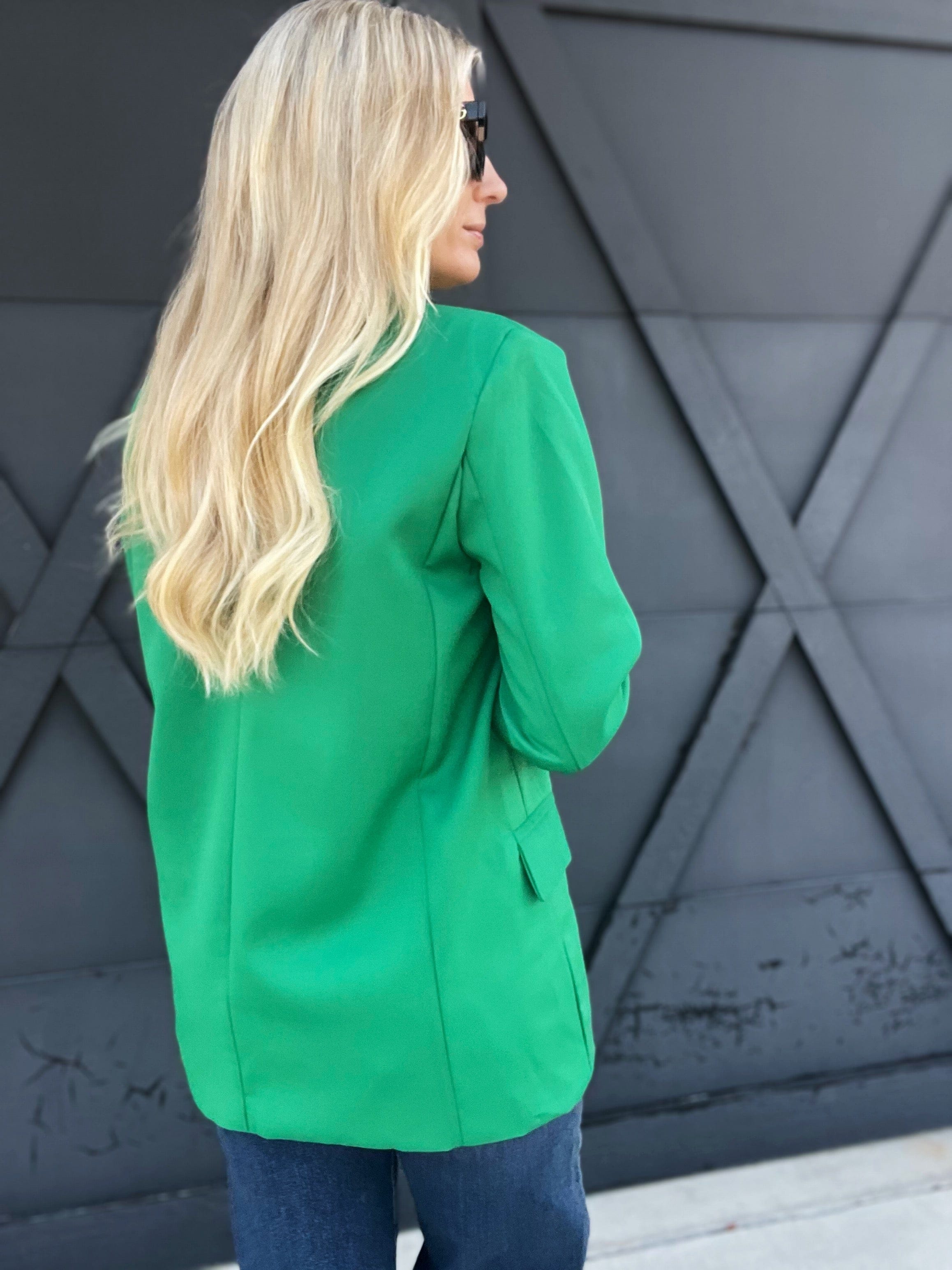 Spring Vibes Open Front Blazer In Green - Infinity Raine
