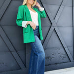 Spring Vibes Open Front Blazer In Green - Infinity Raine