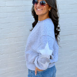 HYFVE Inc. Tops - Sweatshirts Star Patch Crewneck Sweatshirt In Heather Gray