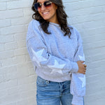 HYFVE Inc. Tops - Sweatshirts Star Patch Crewneck Sweatshirt In Heather Gray