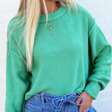 HYFVE Tops - Sweaters Boxy Cropped Long Sleeve Sweater In Emerald