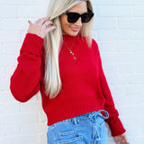 HYFVE Tops - Sweaters Cropped Long Sleeve Sweater In Red