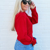 HYFVE Tops - Sweaters Cropped Long Sleeve Sweater In Red