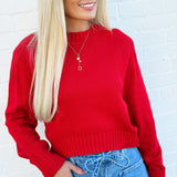 HYFVE Tops - Sweaters Cropped Long Sleeve Sweater In Red