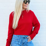 HYFVE Tops - Sweaters Cropped Long Sleeve Sweater In Red