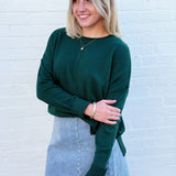 HYFVE Tops - Sweaters Rolled Round Neck Sweater In Dark Green