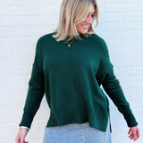 HYFVE Tops - Sweaters Rolled Round Neck Sweater In Dark Green