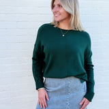 HYFVE Tops - Sweaters Rolled Round Neck Sweater In Dark Green