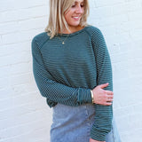 HYFVE Tops - Sweaters Striped Raglan Top In Deep Green