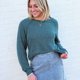 HYFVE Tops - Sweaters Striped Raglan Top In Deep Green