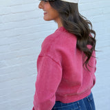 HYFVE Tops - Sweaters Washed Cropped Cardigan In Red