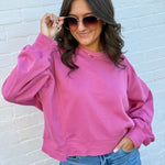 HYFVE Tops - Sweatshirts Round Neck Pullover In Pink Berry