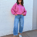 HYFVE Tops - Sweatshirts Round Neck Pullover In Pink Berry