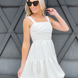 Bubble Hem Mini Dress In Off White - Infinity Raine