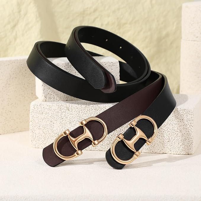 Gold Buckle Reversible Belts In Multi - Infinity Raine
