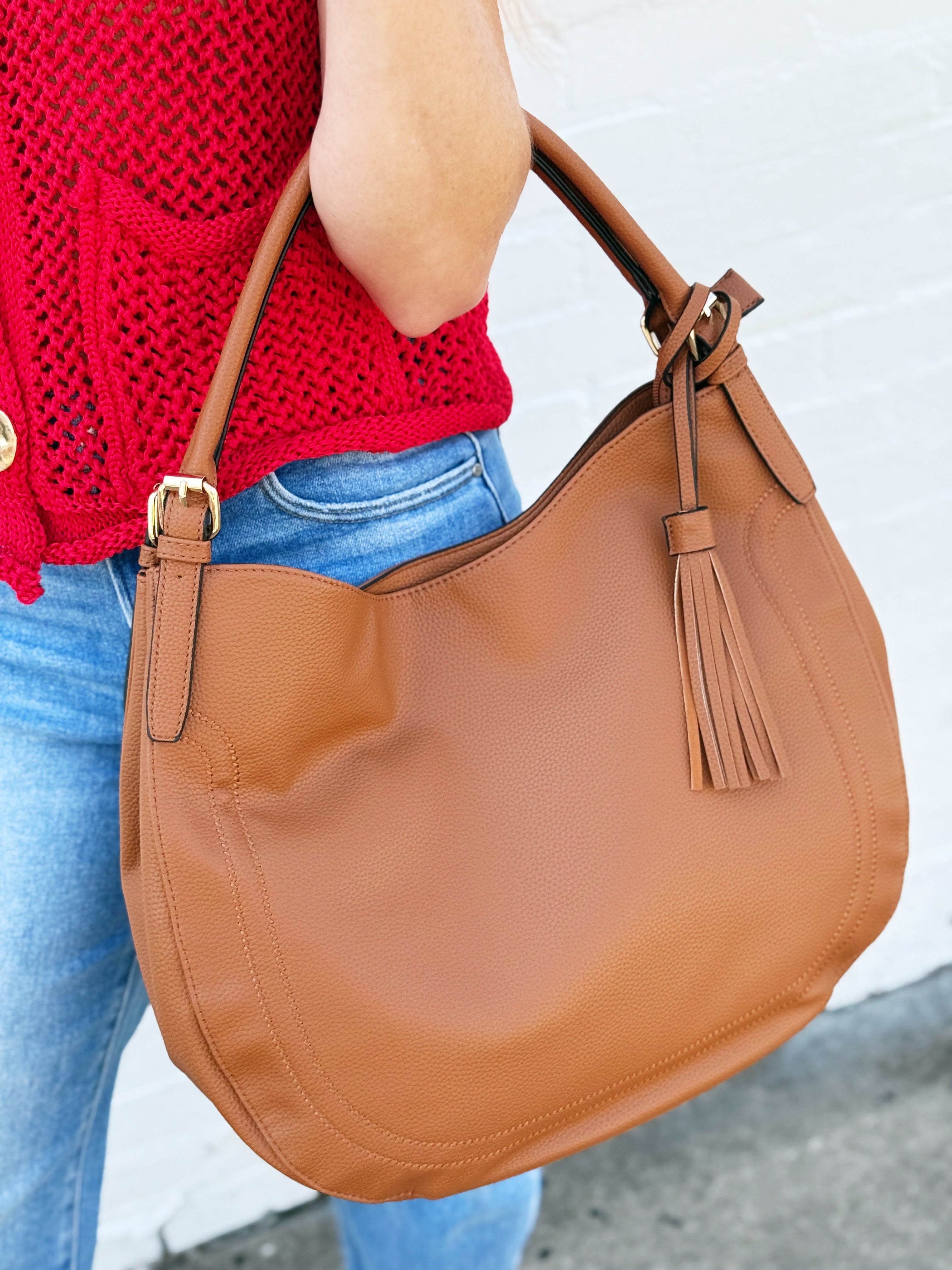 Hobo Tote Bag In Camel - Infinity Raine