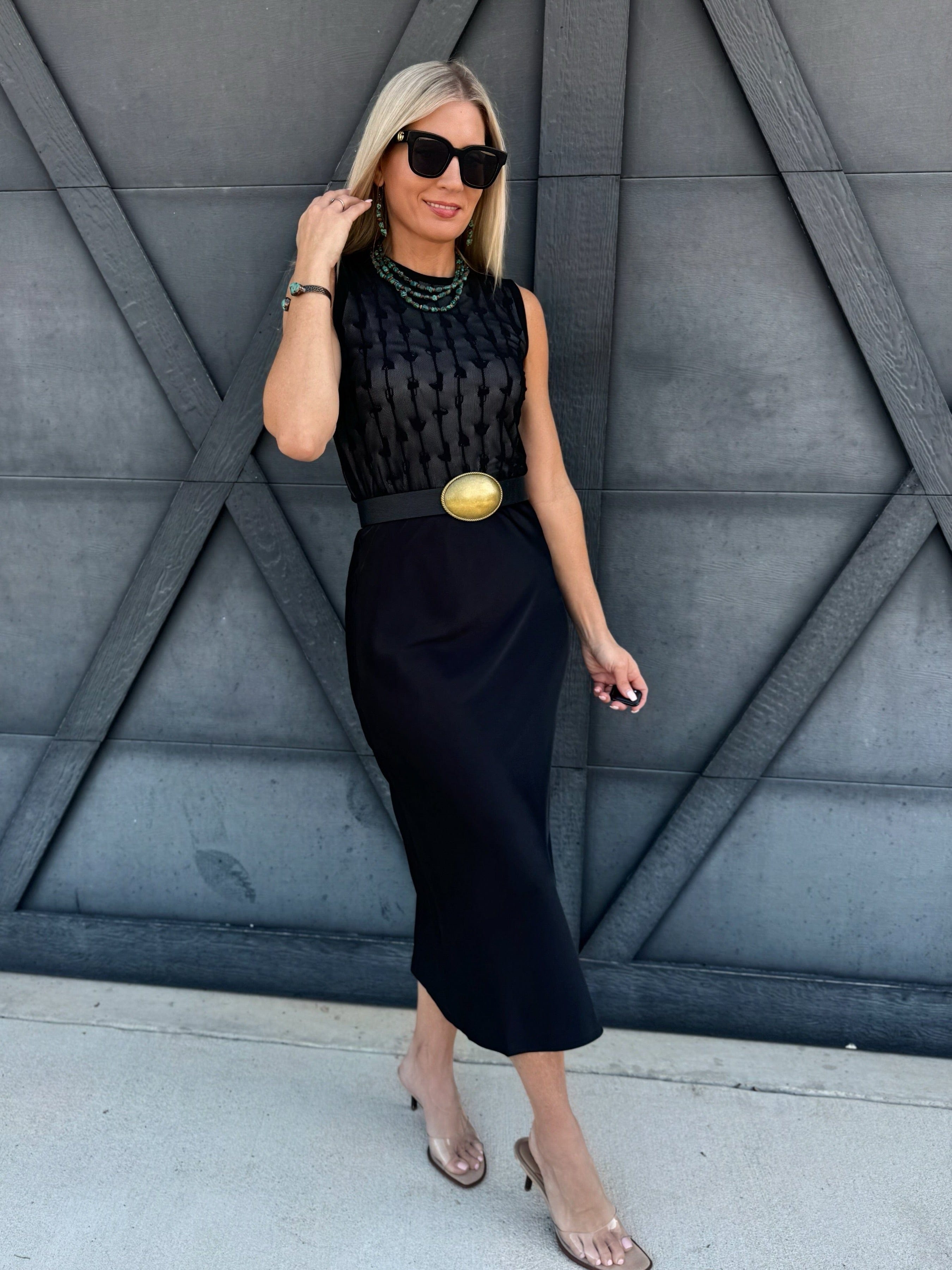 Satin Midi Skirt In Black - Infinity Raine