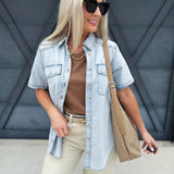 Denim Collared Shirt In Light - Infinity Raine