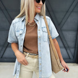 Denim Collared Shirt In Light - Infinity Raine