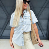 Denim Collared Shirt In Light - Infinity Raine