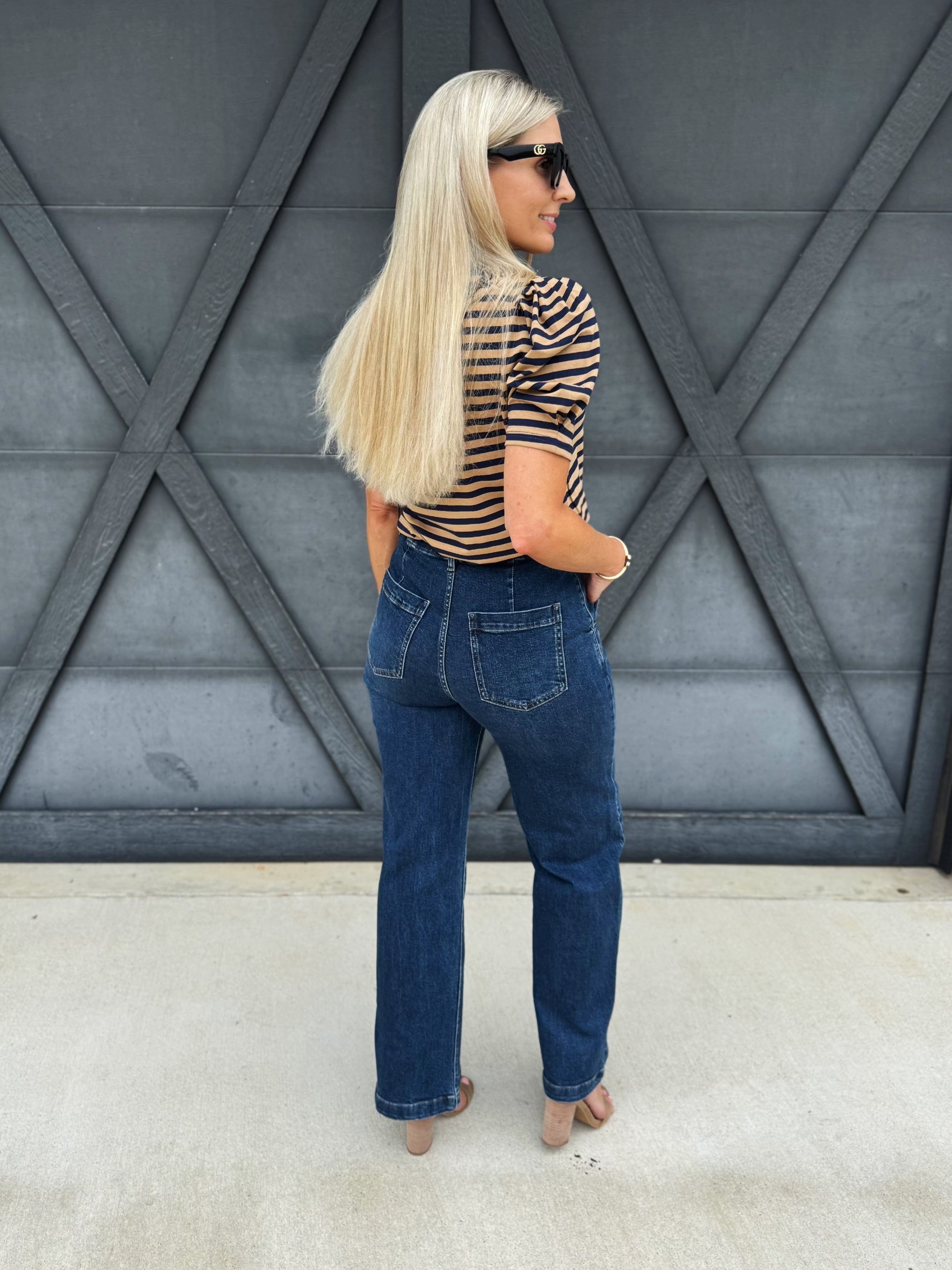 L.T.J Gia Wide Leg Trouser Jean In Dark - Infinity Raine