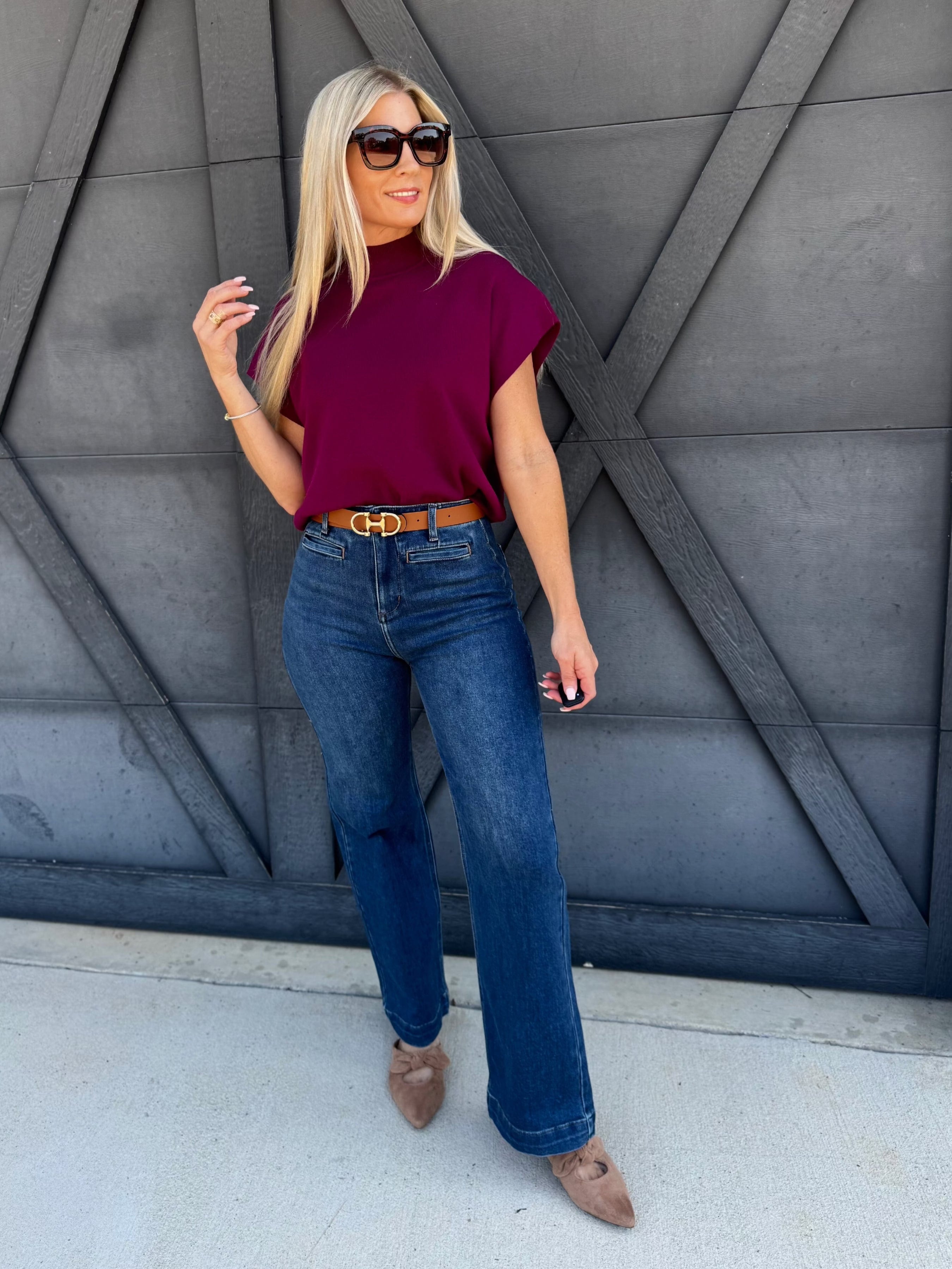 L.T.J Pintuck Wide Leg Jeans In Medium - Infinity Raine